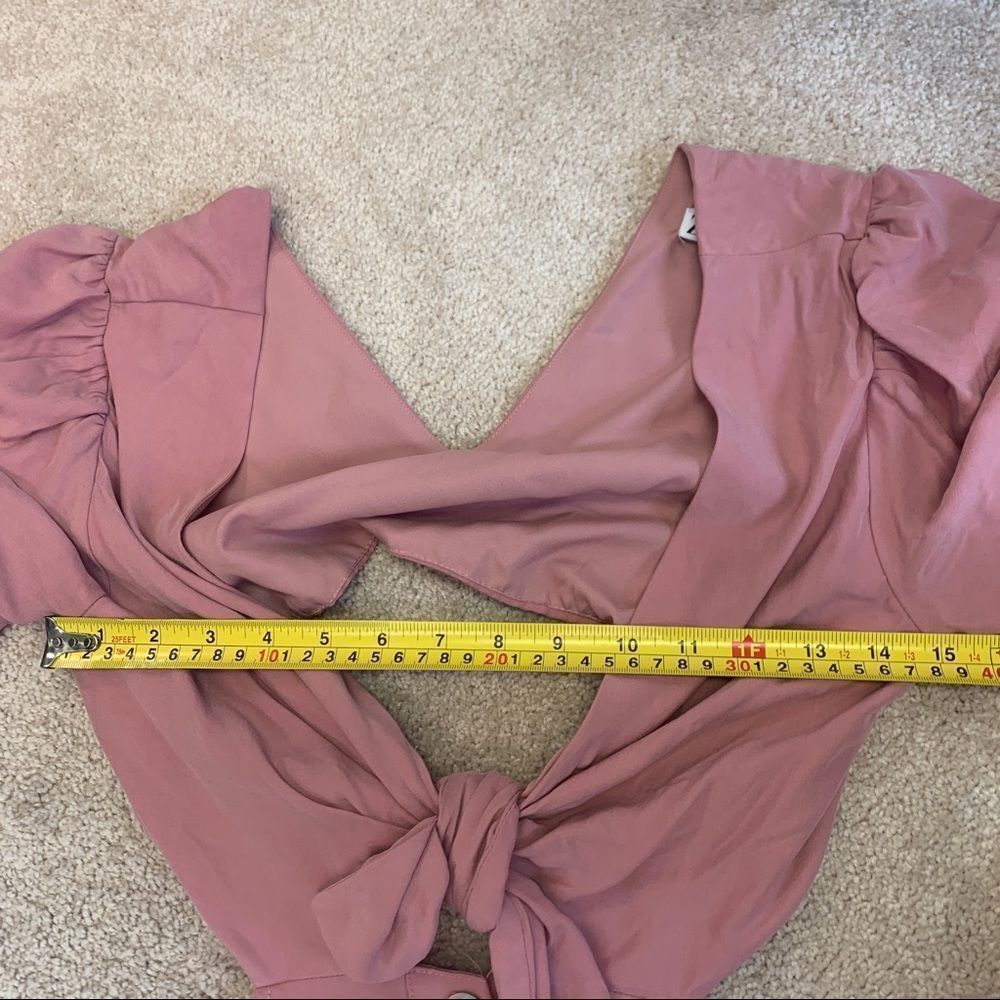 Zara pink cut out tied V-neck front button midi dress Sz M NWT - Picture 6 of 8